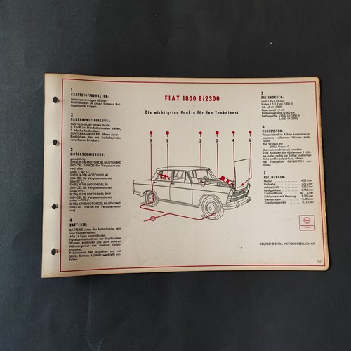 Fiat schmierplan 1800 2300 - , b/2300