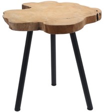Beistelltisch Couchtisch Teakholz 44cm Braun Schwarz Massivholz Sitz-Hocker