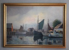 Maritimes Ölbild Impressionist Schiffe im Hafen-Bild Keilrahmen 70x100cm-ohne Ra