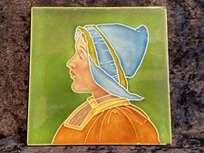 #13 antike Jugendstil Fliese Motiv Bäuerin Frau Wandfliese Art Nouveau um 1890 