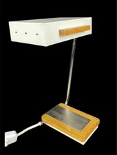 Vintage Kaiser Leichte Kubistisch Schreibtischlampe Metall Holz 1970 Design