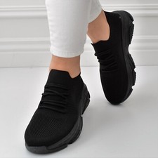 Damen Schuhe Sneaker Schwarz Low Turnschuhe Sportschuhe Ballerina Freizeitschuhe