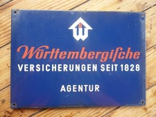 Altes Emaille Schild Würtembergische Versicherung