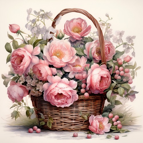 Wandbild rosen korb - wandbild,