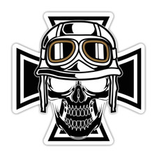 Aufkleber Sticker Eisernes Kreuz mit Totenkopf Helm Schädel Iron Cross Skull