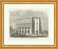 Das neue Museum in Bern Schweiz Wolf Statuen Säulen Brunnen Holzstich E 7512