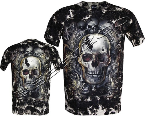 Tie dye shirt cracked skulls - tie, t-shirt