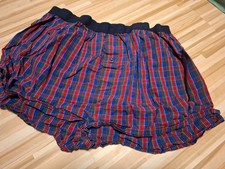 Bequeme, kurze Pyjamahose - rot / blau kariert - Gr.  XL