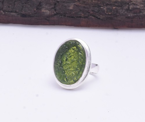 Handgefertigter moldavit ring - moldavit,