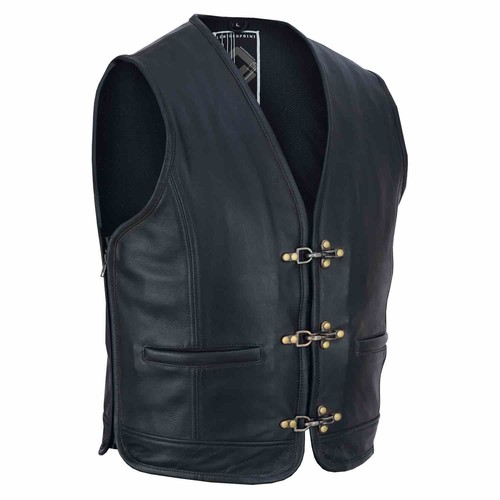 Herren leder bikerweste - leder,