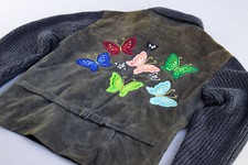Dolce & Gabbana Jacke Leder Ziege Jacket Goat Leather Butterfly Flower Wolle 52