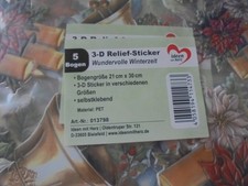 5 Bogen 3-D Relief-Sticker Wundervolle Winterzeit* selbstklebend* Ideen mit Herz