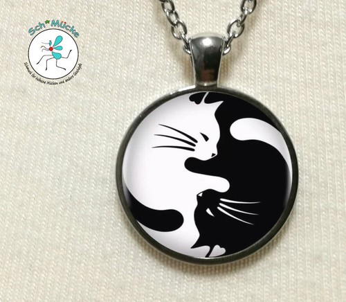 Anhänger yin yang - yin, katzen