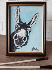 Esel Ölgemälde 5x7 Original