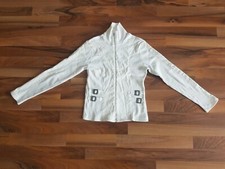 Jacke Übergangsjacke Weste Sweatjacke weiß m. Strass Glitzer Gr. S Feinripp