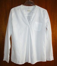 Milano Damen Bluse  /  Leinenbluse mit Baumwolle / Schlupfbluse Gr. 38  ~weiß~