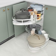 Yuanny Küchenschrank Eckschrank ausziehbar 800mm 2 Ebenen Karussell Küchenauszug