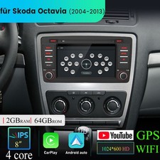 2+64GB Android14 Autoradio Für Skoda Octavia II 1Z3 1Z5 CarPlay GPS Navi Kamera