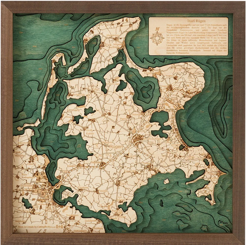 Rügen wandkarte holz - rügen, 3d