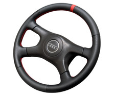 NEU LEDERLENKRAD für Audi 80 90 S2 B4 91-96 Rote Naht mit Frontbezug