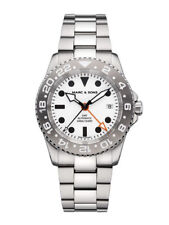 MARC & SONS Taucheruhr 500M mit GMT Funktion, weiß, Saphirglas, ETA 2893-2