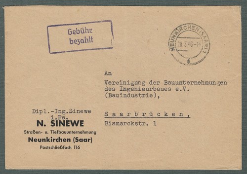 Saarland 46 neunkirchen - 28.3.46,,