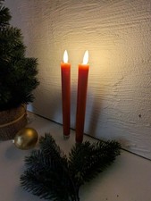 2x LED Stabkerzen Tafelkerzen Dinnerkerzen Rustik Optik 24,5cm Echtwachs rot