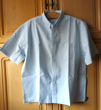 hellblaues Seersucker Herren Oberhemd Kurzarm, Größe XL von Cotton TRADERS