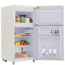 Retro Kühl Gefrierkombination freistehend LED Getränke Kühlschrank 72 Liter Weiß