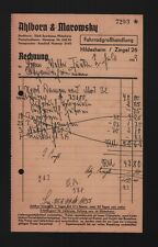 HILDESHEIM, Rechnung 1939, Ahlborn & Marowsky Fahrrad-Grosshandlung