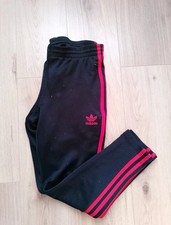 Original Adidas Track Pants Jogging hose Schwarz Rot Frauen S Freizeit Sport 