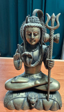 Bronzestatue Shiva-Dakshina-Murti, Hindu Mythologie, feine Ausarbeitung, 2tlg.