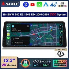 DAB+ 12.3" 2K Android 15 Autoradio Bluetooth FM Navi für BMW E60 E61 E63 E64 CCC