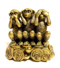 Drei Weise Affen Goldfigur –