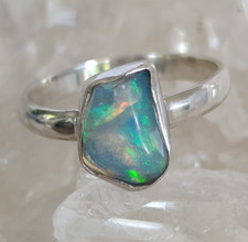 Welo Opal Rohstein Heilstein Ring 925 Sterlingsilber Größe 60 Handarbeit R2057