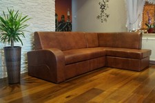 Braun Echtleder Ecksofa Couch mit Schlaffunktion Echt Leder Eckcouch Eck Sofa