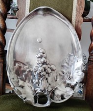 Antike JUGENDSTIL  Platte  Teller Kayser Zinn floral Motiv Versilbert um 1900