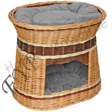 Katzenkorb Katzenturm mit Kissen Weidenkorb Korbgeflecht Weide Katzenbett KTBR