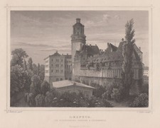 Leipzig Pleissenburg Original Stahlstich Oeder 1862