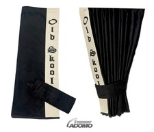 LKW Gardinen passend für VOLVO FH4 schwarz beige  Kante Kunstleder old skool