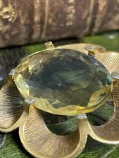 Alt Exquisite Brosche Vintage Anstecknadel Blau Grün Kristall Nachlass Signiert