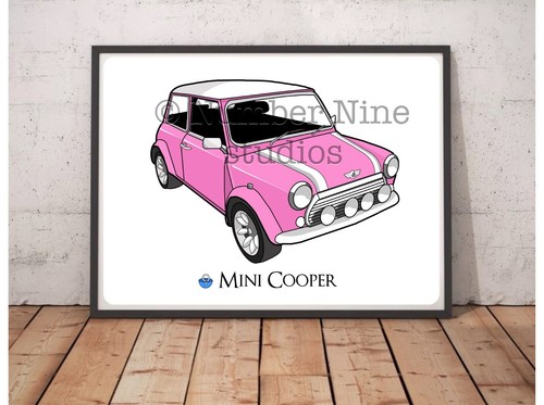 Mini cooper pink kunstdruck - in,