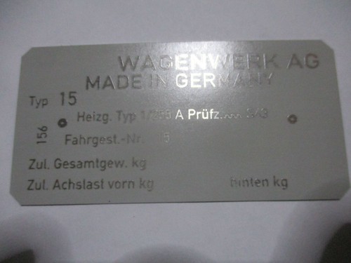 Typenschild schild für typ - schild, vw