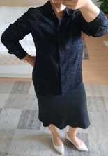 Damen Spitzen My Own Design Bluse Festlich Gr S 36 38 Schwarz Neu 