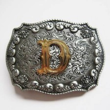 Western- Buckle, Buchstabe D, mit echt Goldauflage, Gürtelschnalle