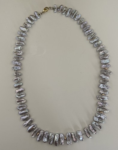 Biwa perlenkette grau mit - perlenkette,