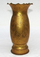 WW1 Grabenkunst Messing Vase - Flandern 1916 - Hülse Polte Magdeburg 1915