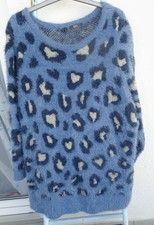 bpc Damen Pullover, Pulli, blau mit Tupfen+silber glitzerne Herze, 52/54 NEU