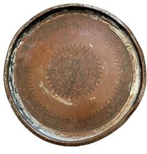 Antike gravierte verzinnte Kupferschale / Teller / Tablett