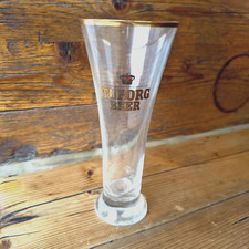 Bierglas TUBORG BEER 0,2L Trichterform mit Goldrand - Glas keine Gebrauchsspuren